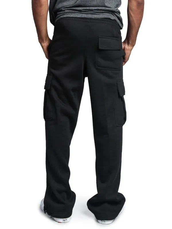 Multi-pocket Loose Fit Cargo Pants - Solid Color Elastic Waist