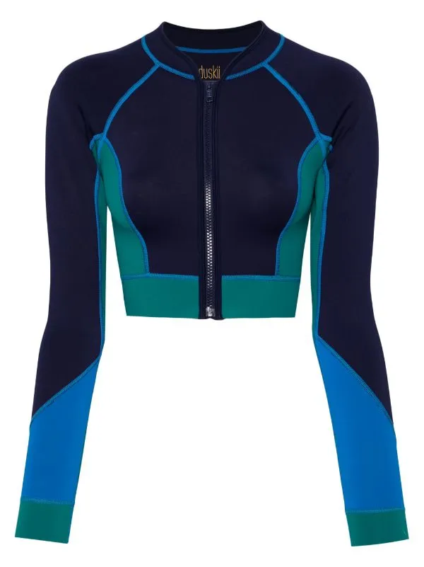 Neoprene Long Sleeve Classic Panel Rash Top | Navy & Green