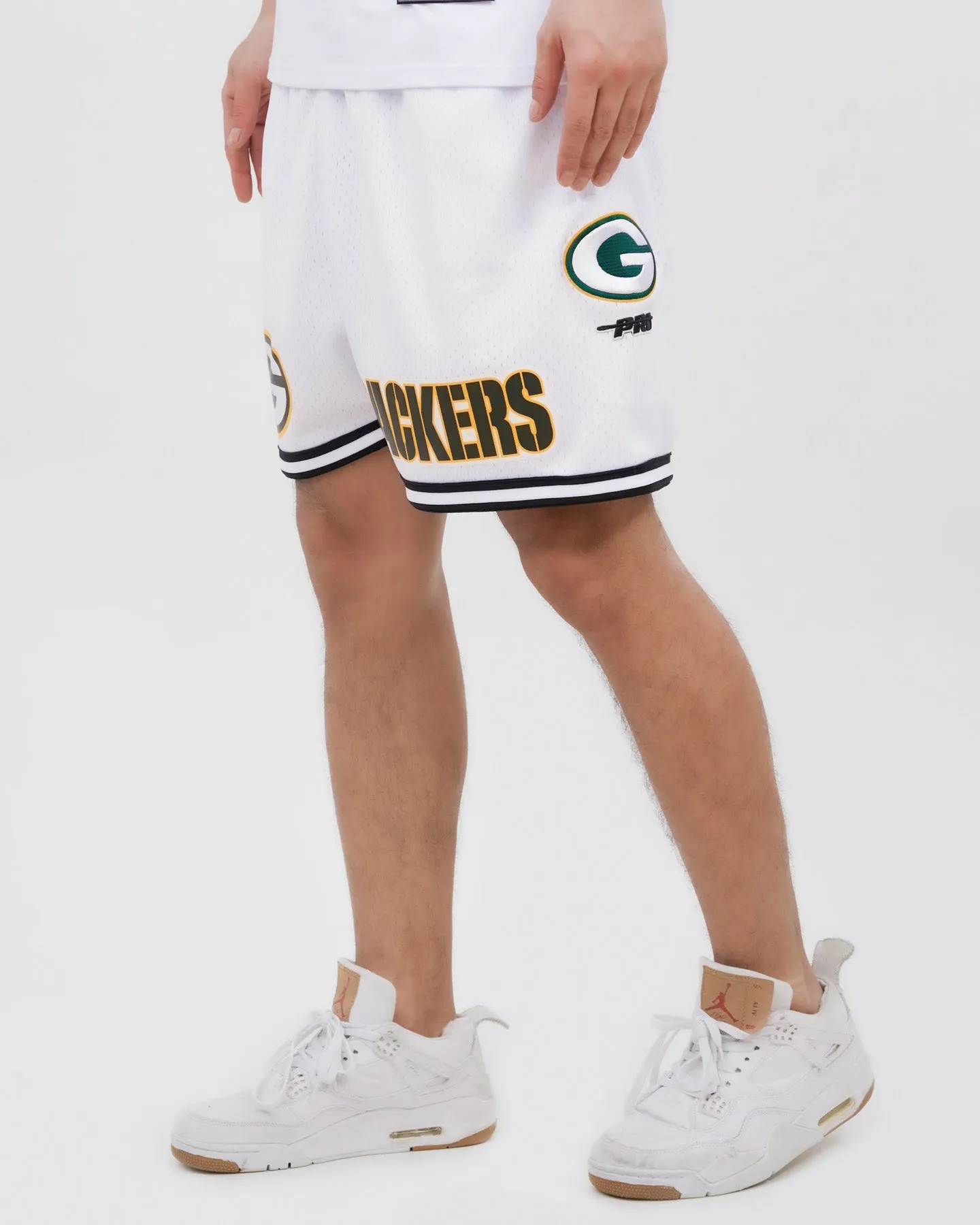 NFL GREEN BAY PACKERS MEN'S MESH SHORT (WHITE / BLACK / WHTE)