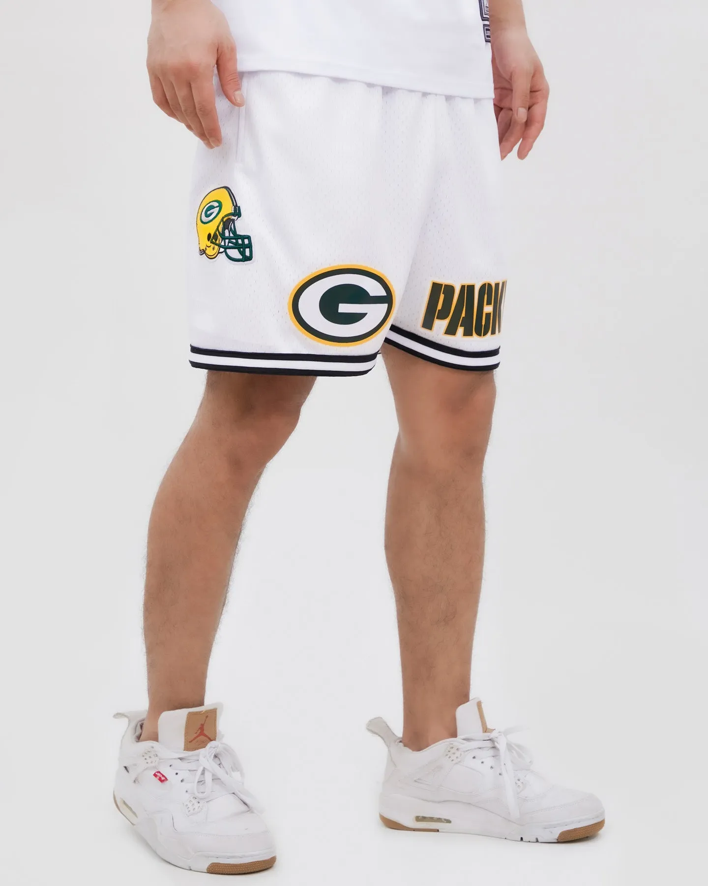 NFL GREEN BAY PACKERS MEN'S MESH SHORT (WHITE / BLACK / WHTE)