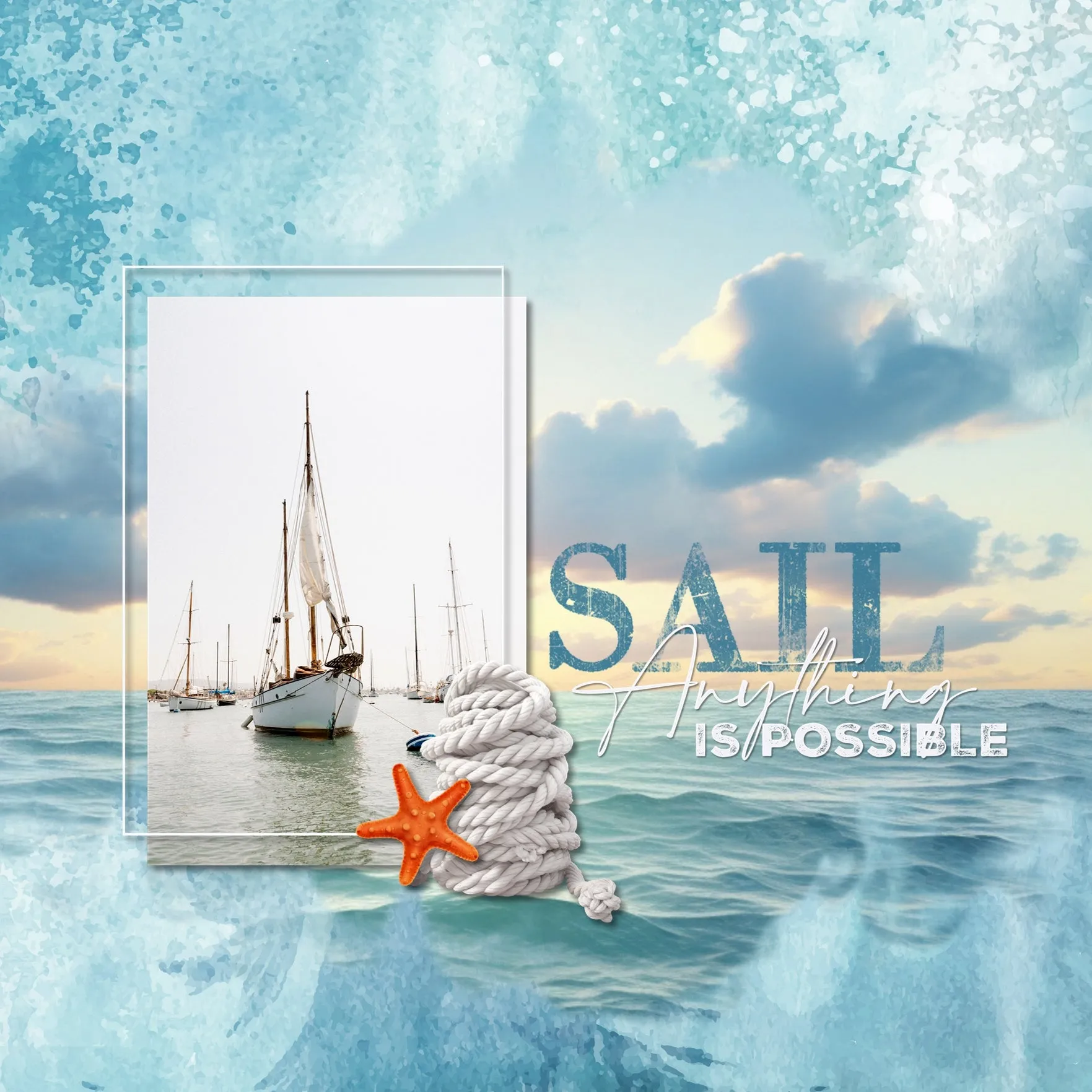Ocean Masked Waves Overlays 1 Digital Scrapbook Kit