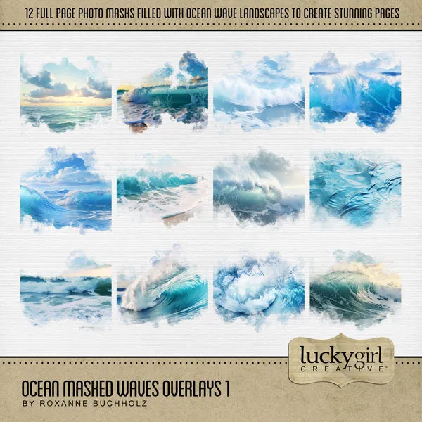 Ocean Masked Waves Overlays 1 Digital Scrapbook Kit