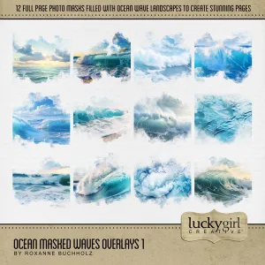 Ocean Masked Waves Overlays 1 Digital Scrapbook Kit