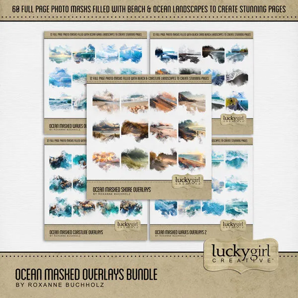 Ocean Masked Waves Overlays 1 Digital Scrapbook Kit