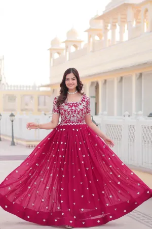 PARTY WEAR EMBROIDERED SEQUINS GEORGETTE GOWM