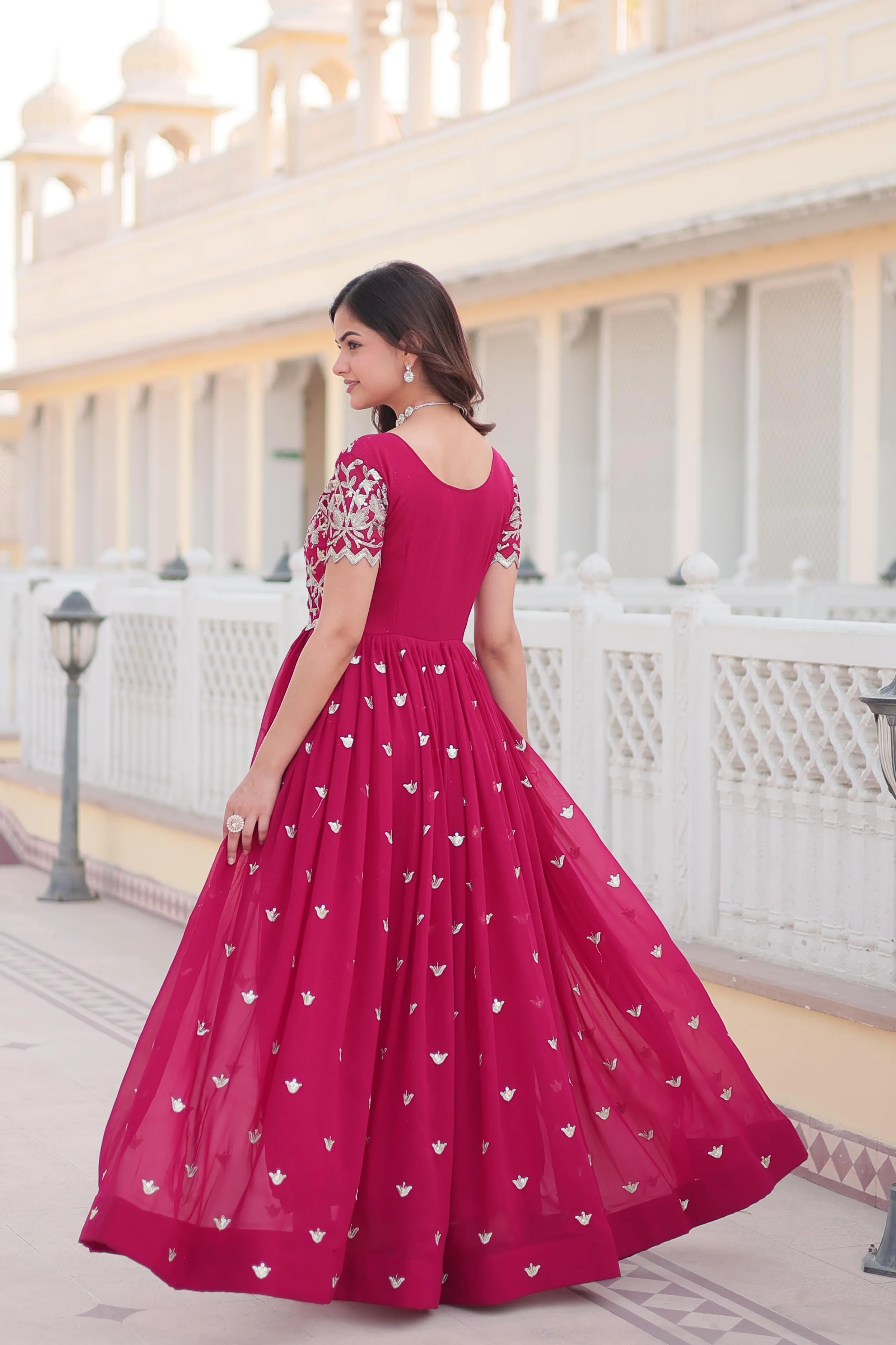 PARTY WEAR EMBROIDERED SEQUINS GEORGETTE GOWM