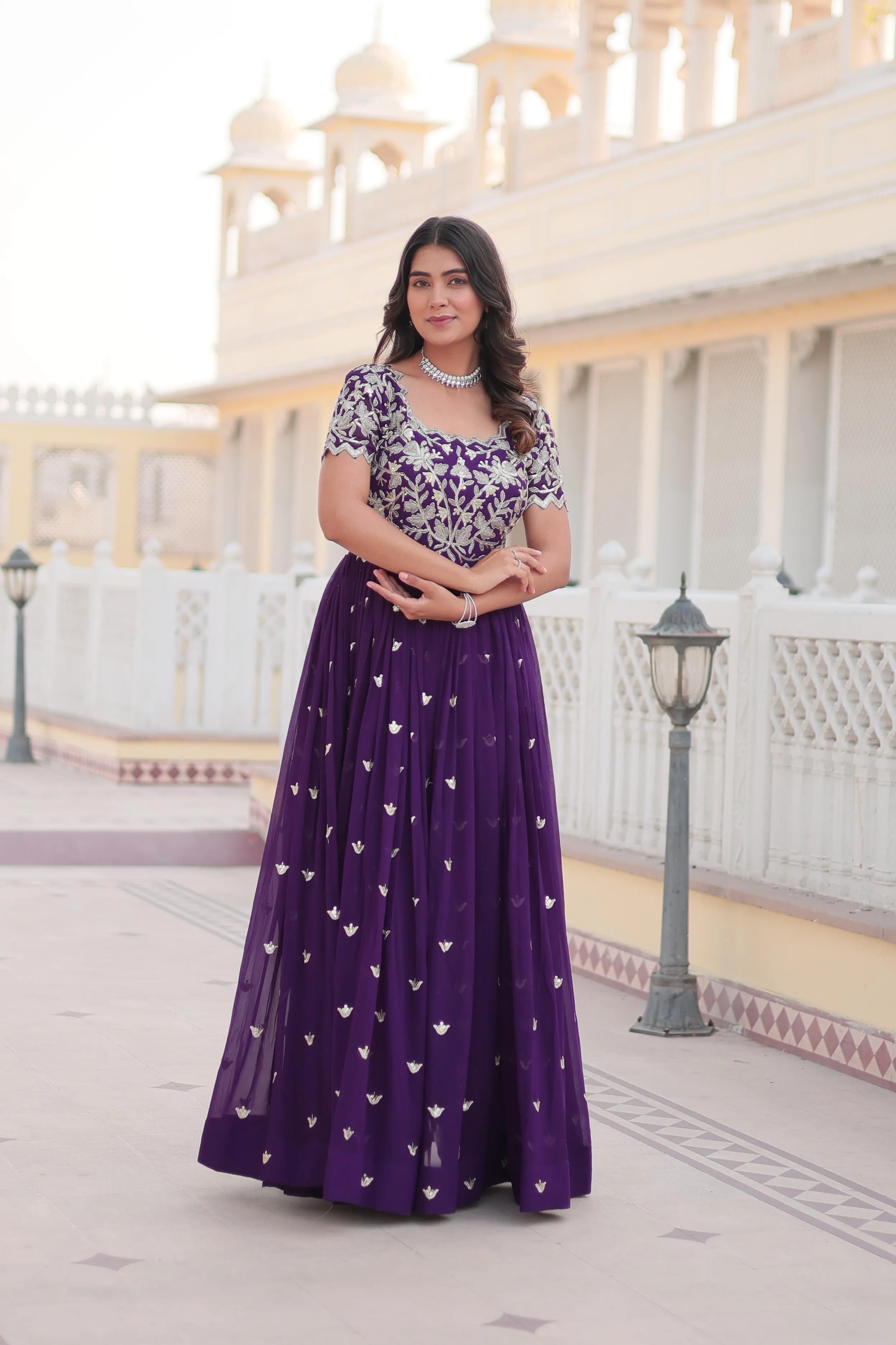 PARTY WEAR EMBROIDERED SEQUINS GEORGETTE GOWM