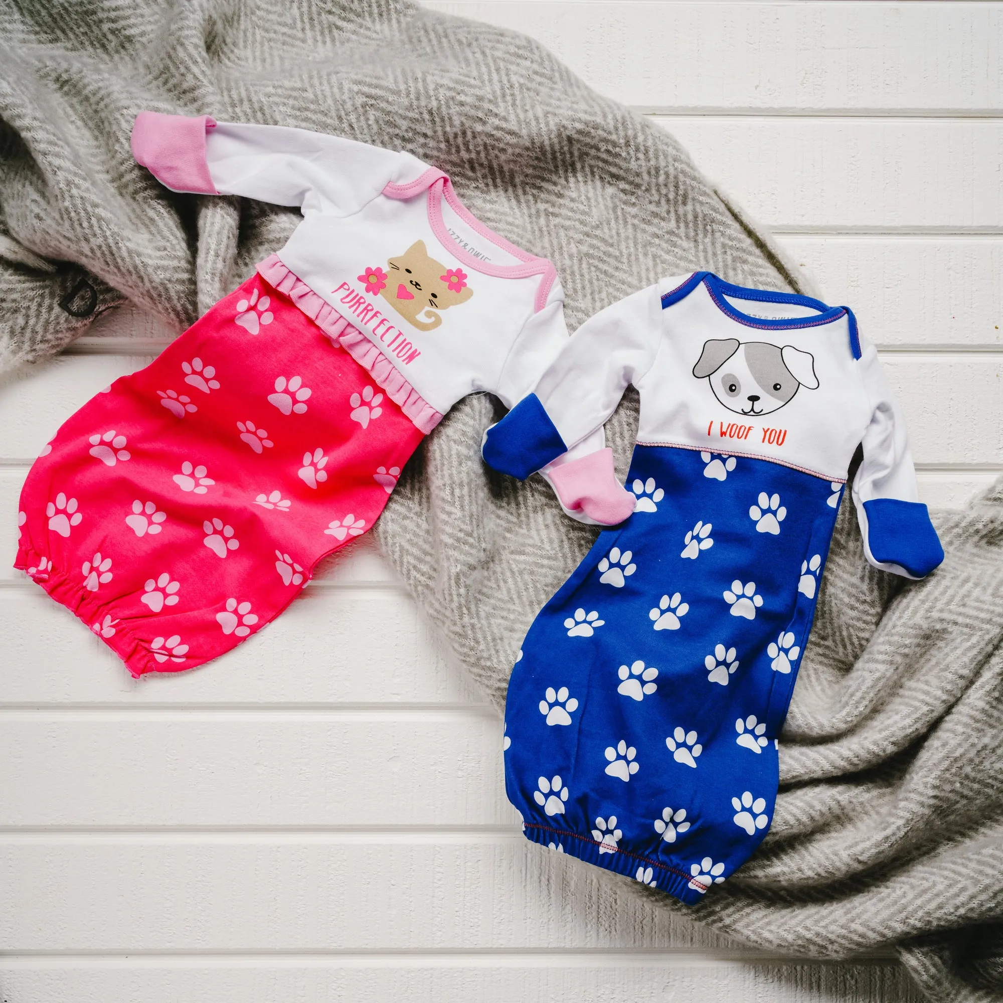 Pawprint Puppy Gown with Mitten Cuffs