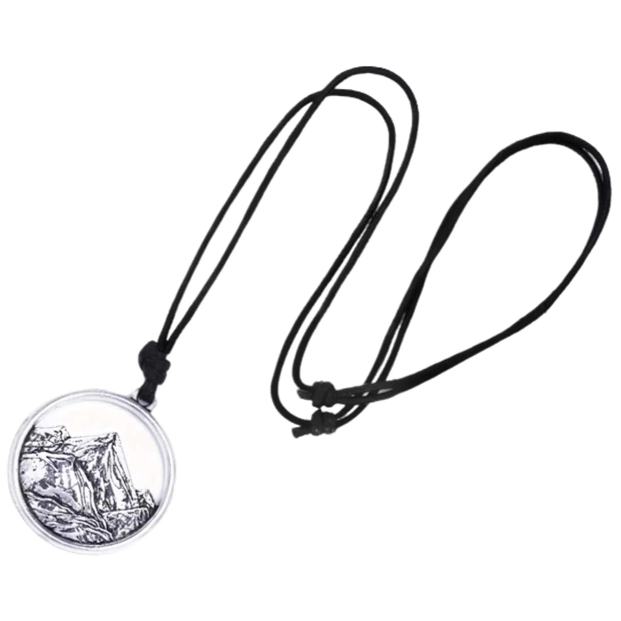 PeakLine Embossed Mountain Pendant Necklace – Silver-Tone
