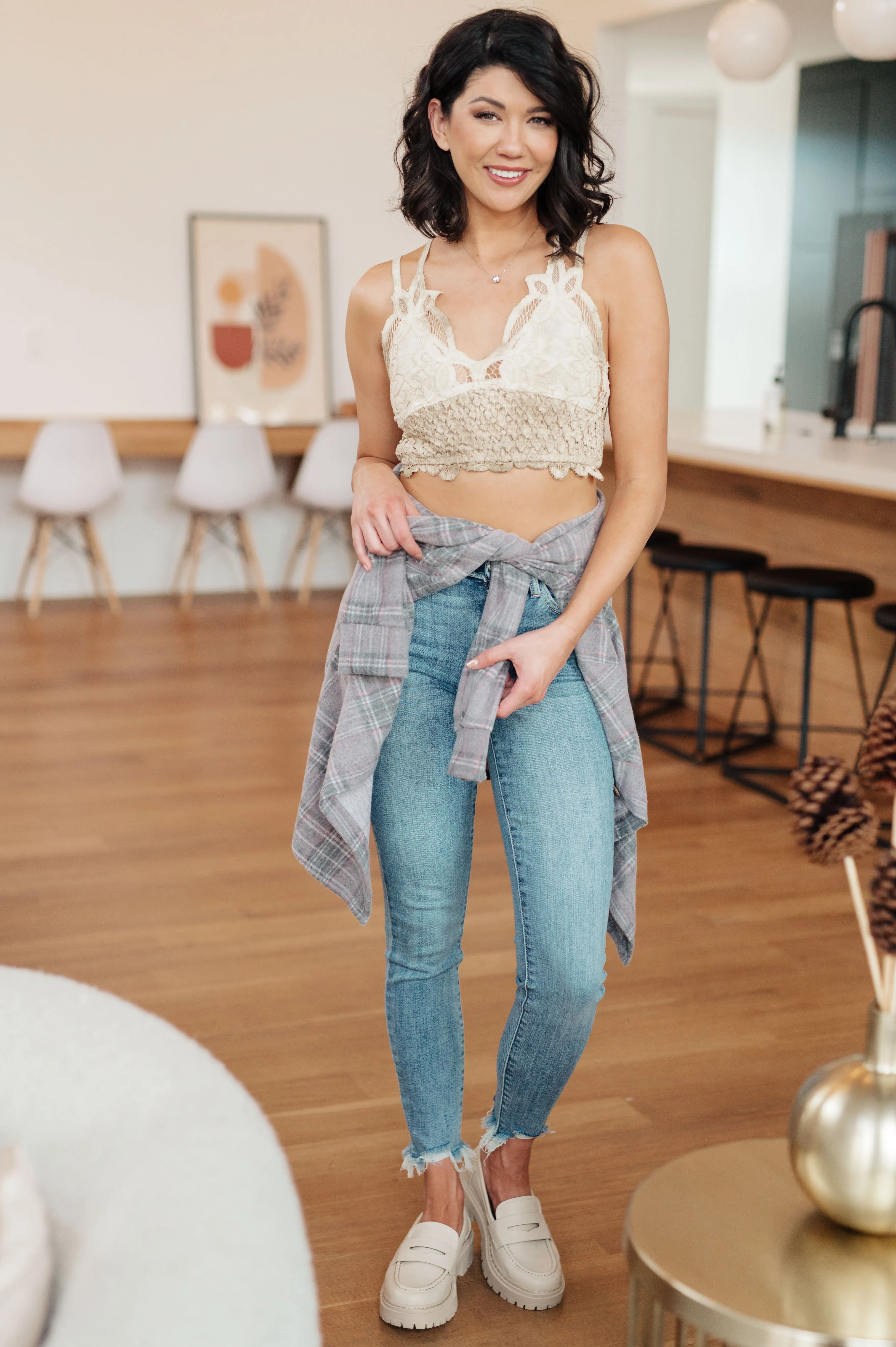 POL- Live In Lace Bralette in Taupe