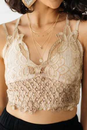 POL- Live In Lace Bralette in Taupe