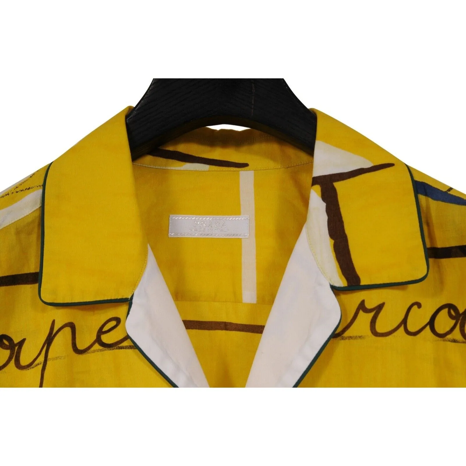 Prada Vintage SS05 Sail Boat Bee Yacht Button Down Medium Yellow White Shirt