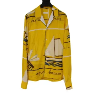 Prada Vintage SS05 Sail Boat Bee Yacht Button Down Medium Yellow White Shirt