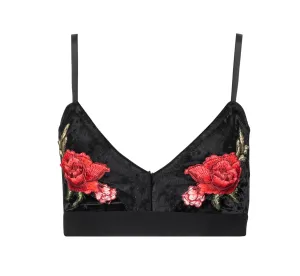 Rose Applique Velvet Triangle Bralette By Kilo Brava - S - XXXL