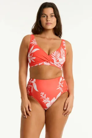 SEA LEVEL-ALOHA CROSS FRONT MULTIFIT BRA TOP-FLAME