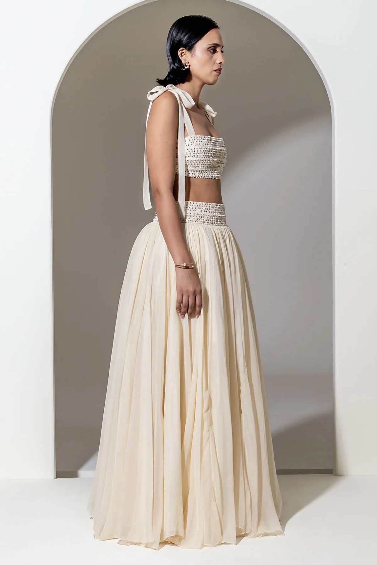 Sequins Ivory Organza Bralette