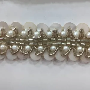 Silver Sequins Work Embellished Handwork Trim (Wholesale)