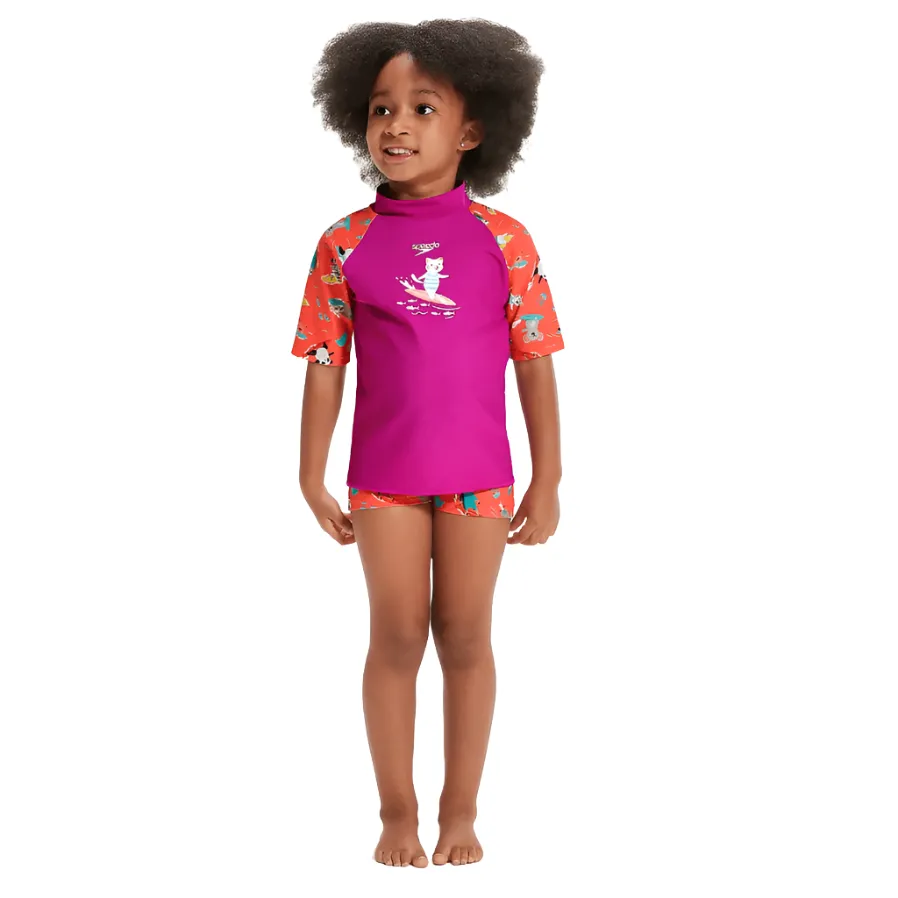 Speedo Girls Infant Short Sleeve Rash Top Set Purple