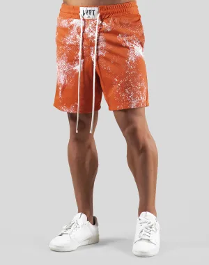Splash Paint Mesh Shorts - Oragne