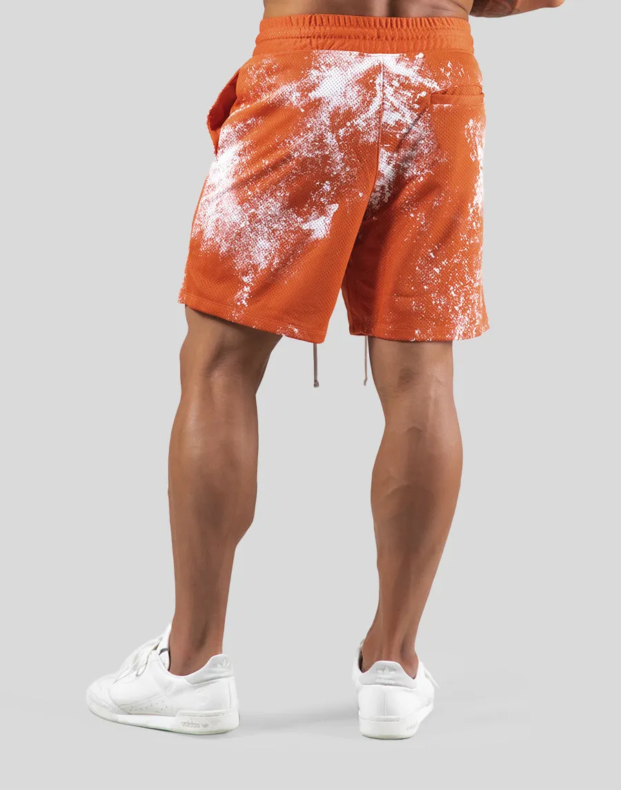 Splash Paint Mesh Shorts - Oragne