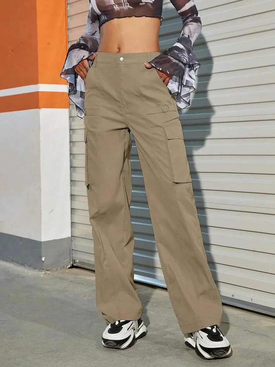 Street Solid Flap Pocket Side Cargo Pants