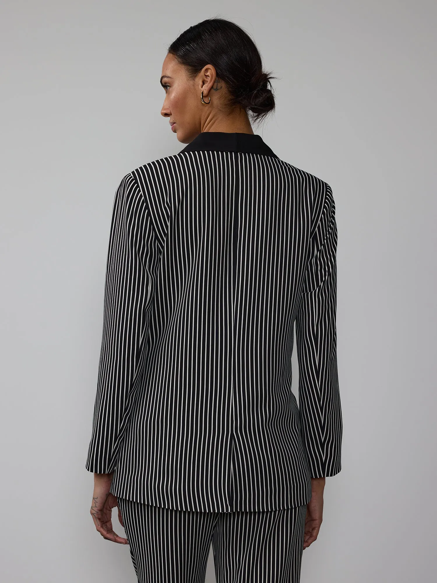Striped Shawl Collar Blazer