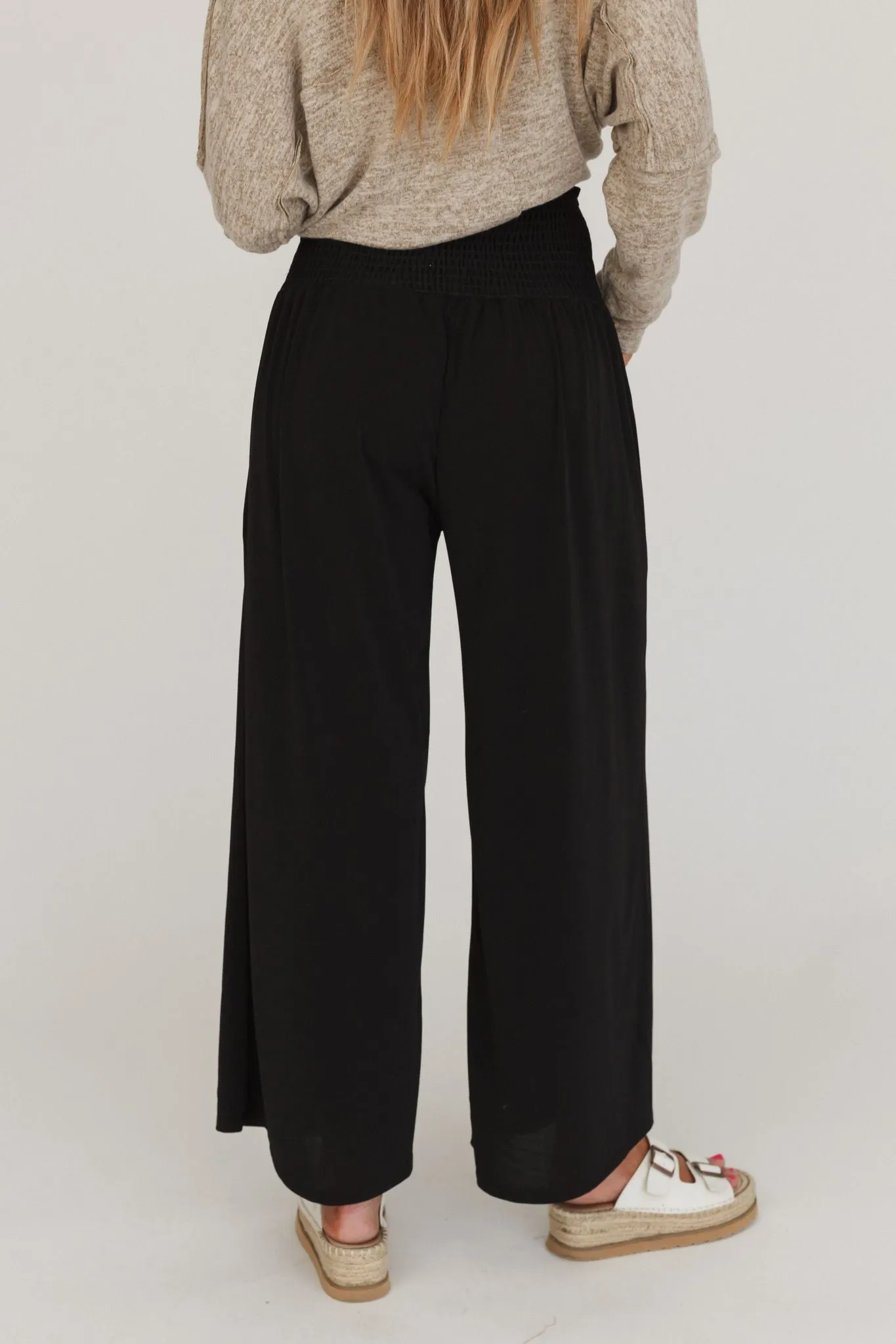 The Nest Aurora Flowy Wide Leg Pants - Black
