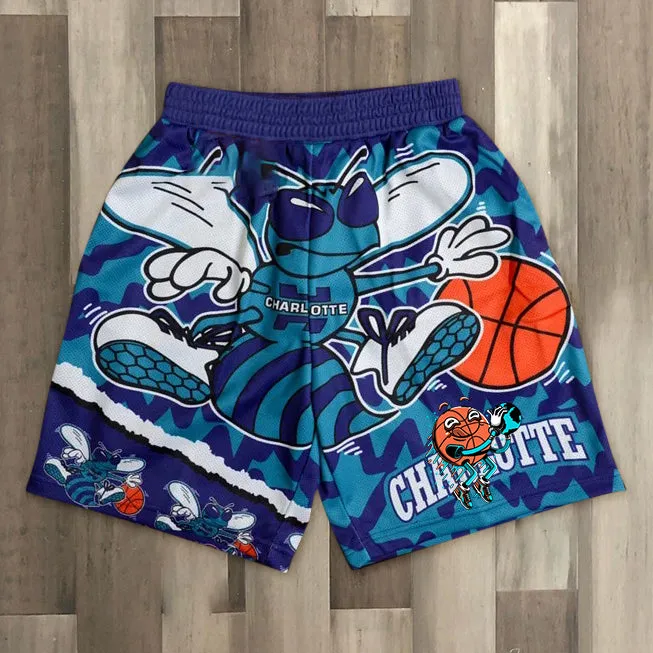 Trendy street hip-hop sports mesh shorts