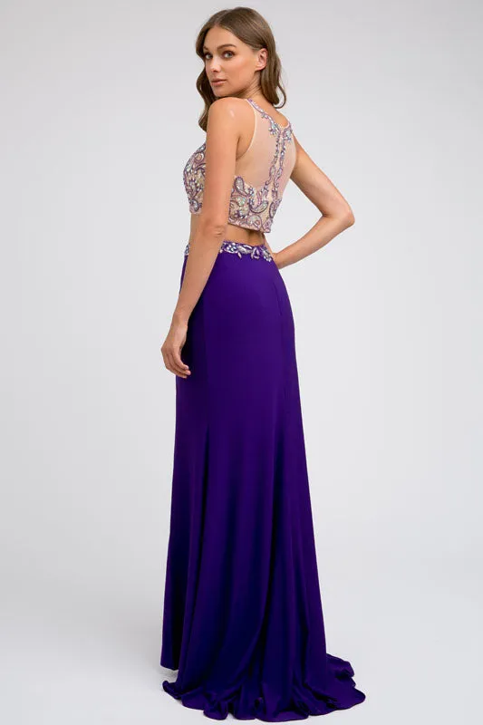 Two-Piece, Bead-Embellished Long Dress for Evening & Prom