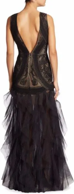'Vivica' Black Tulle Gown