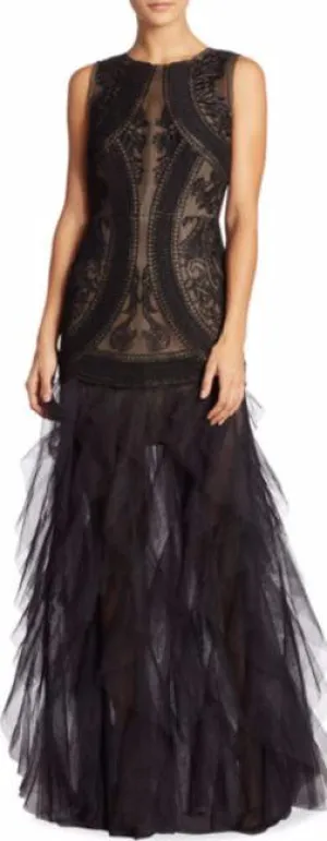 'Vivica' Black Tulle Gown