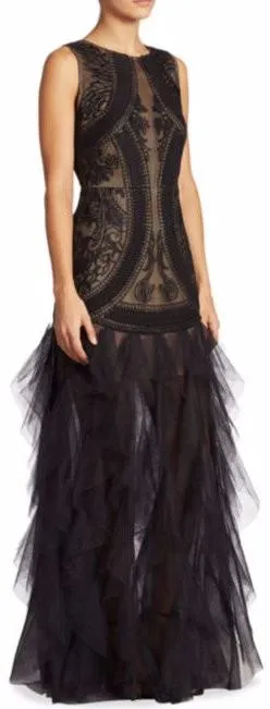 'Vivica' Black Tulle Gown