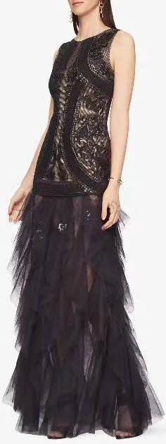 'Vivica' Black Tulle Gown
