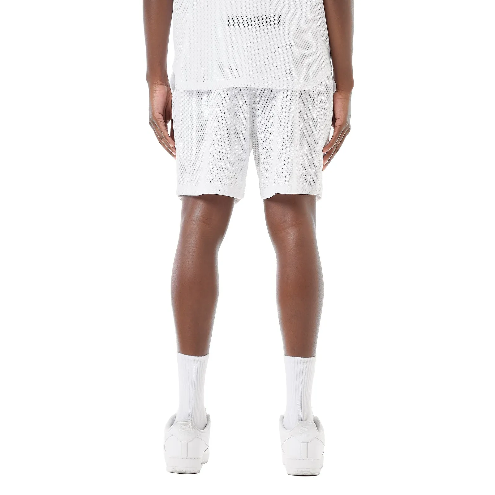 WHITE MESH SHORTS