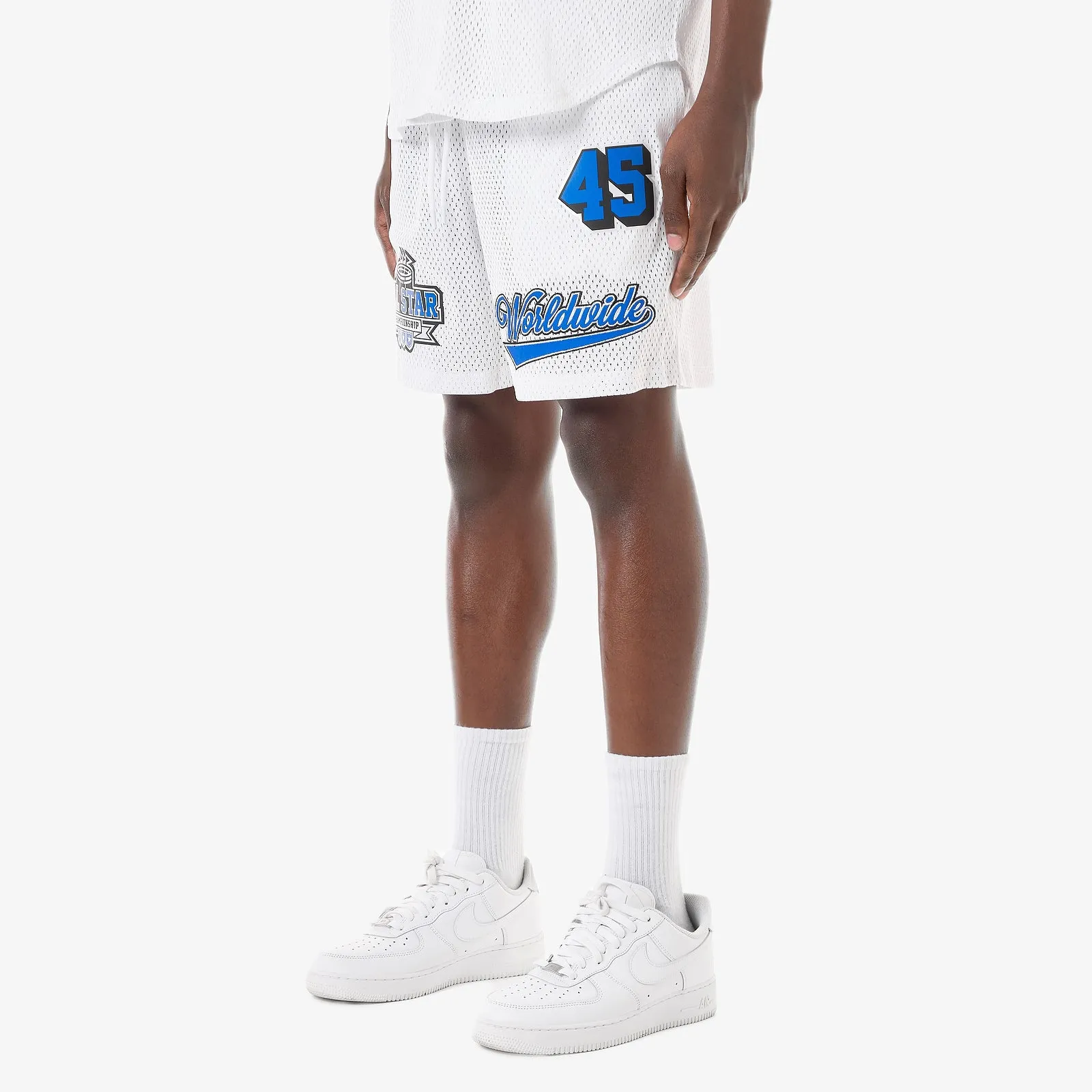 WHITE MESH SHORTS