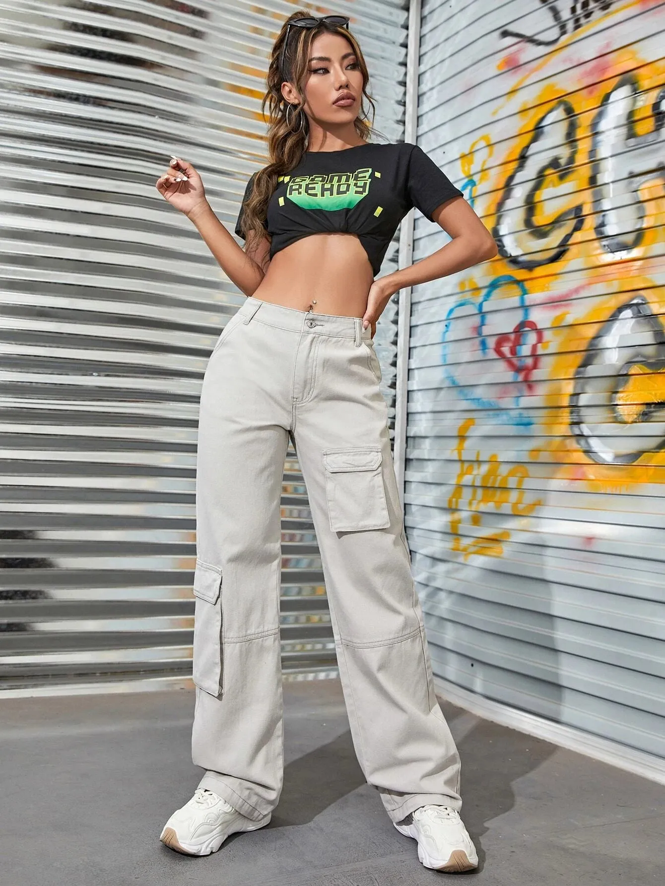 Wide Length Cargo Jeans