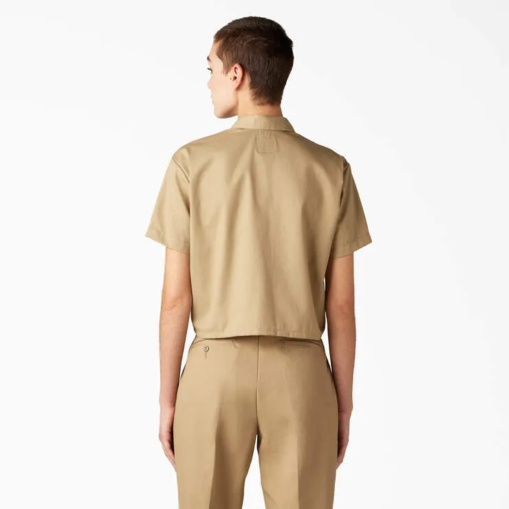 Women's Cropped Work Shirt, Khaki