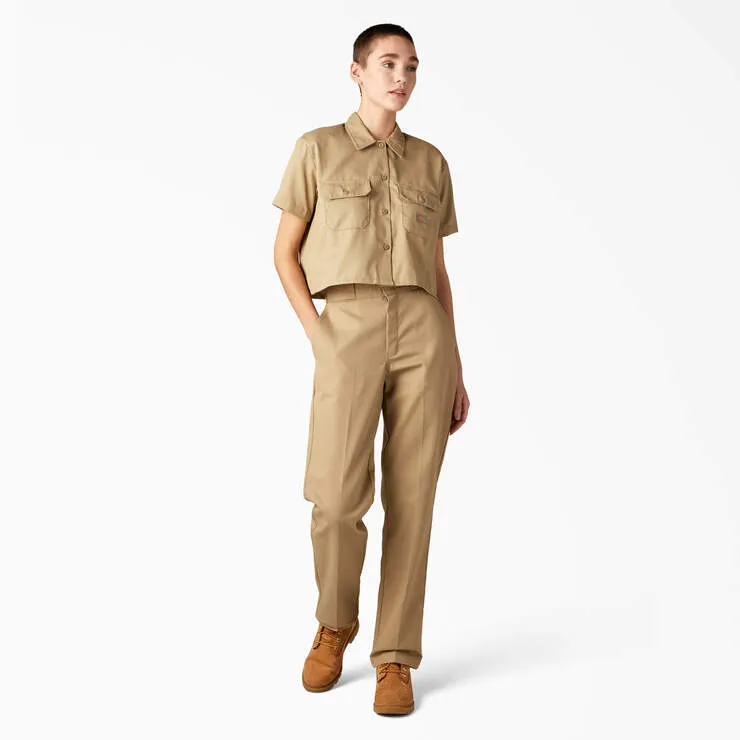 Women's Cropped Work Shirt, Khaki
