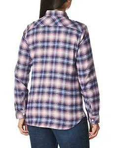 Women's Plaid Flannel Long Sleeve Shirt - Ombre Orchid