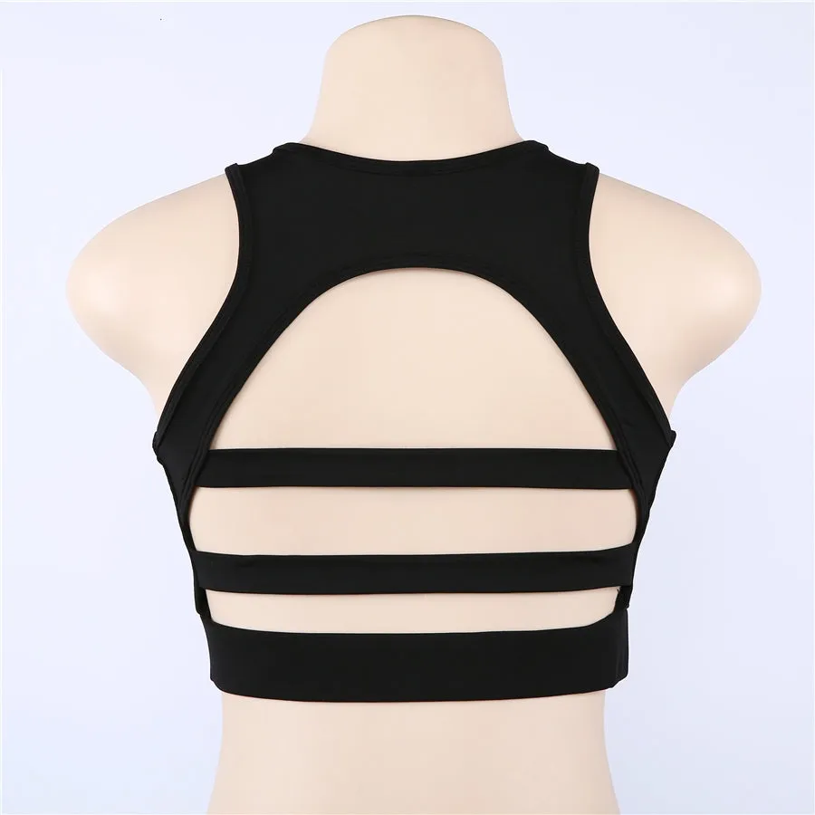 Women's Summer Stretch Cropped Padded Bra Top With Mesh Inserts