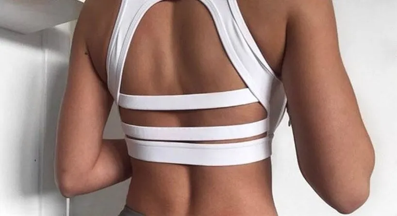 Women's Summer Stretch Cropped Padded Bra Top With Mesh Inserts