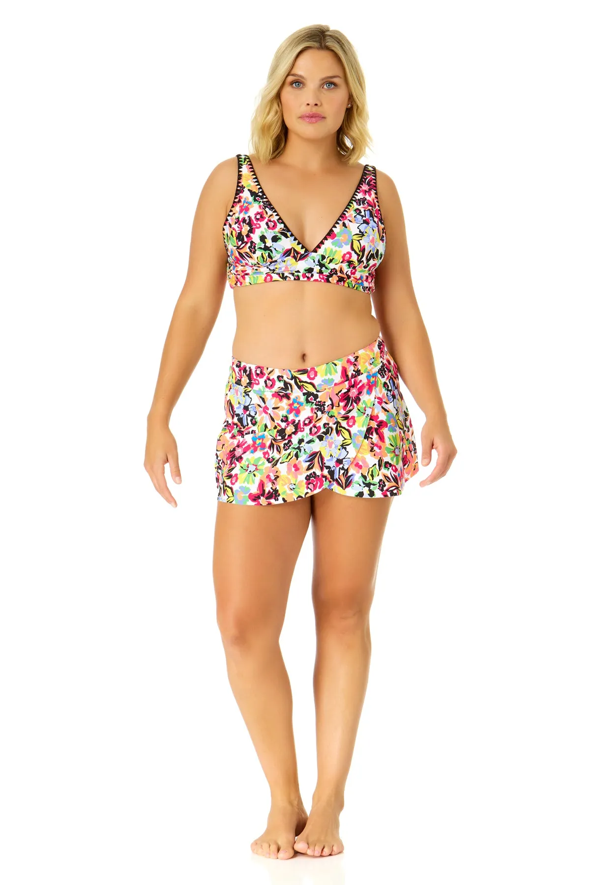Women's Sun Blossom Soft Band Shirred Bralette Bikini Top