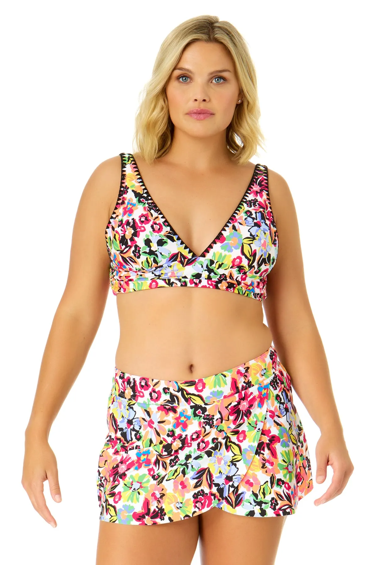 Women's Sun Blossom Soft Band Shirred Bralette Bikini Top