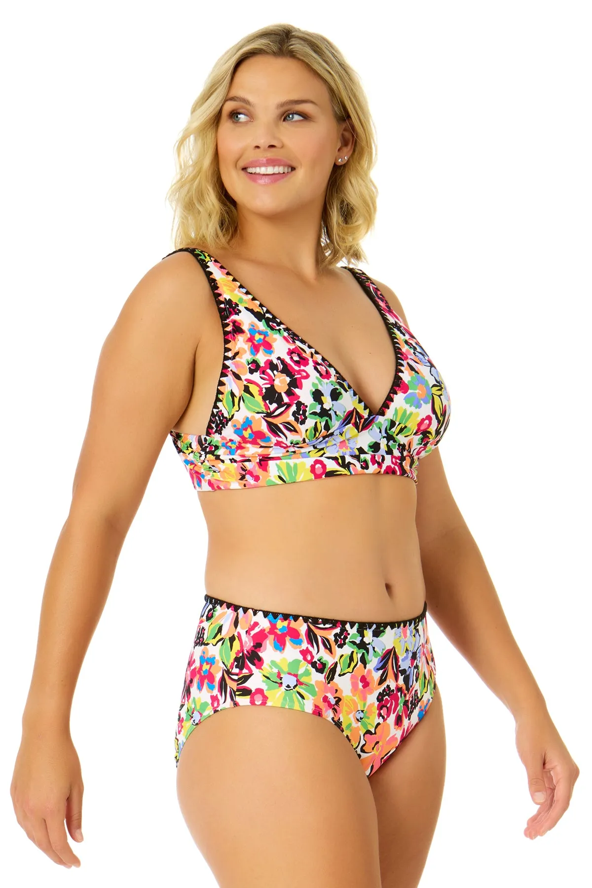 Women's Sun Blossom Soft Band Shirred Bralette Bikini Top