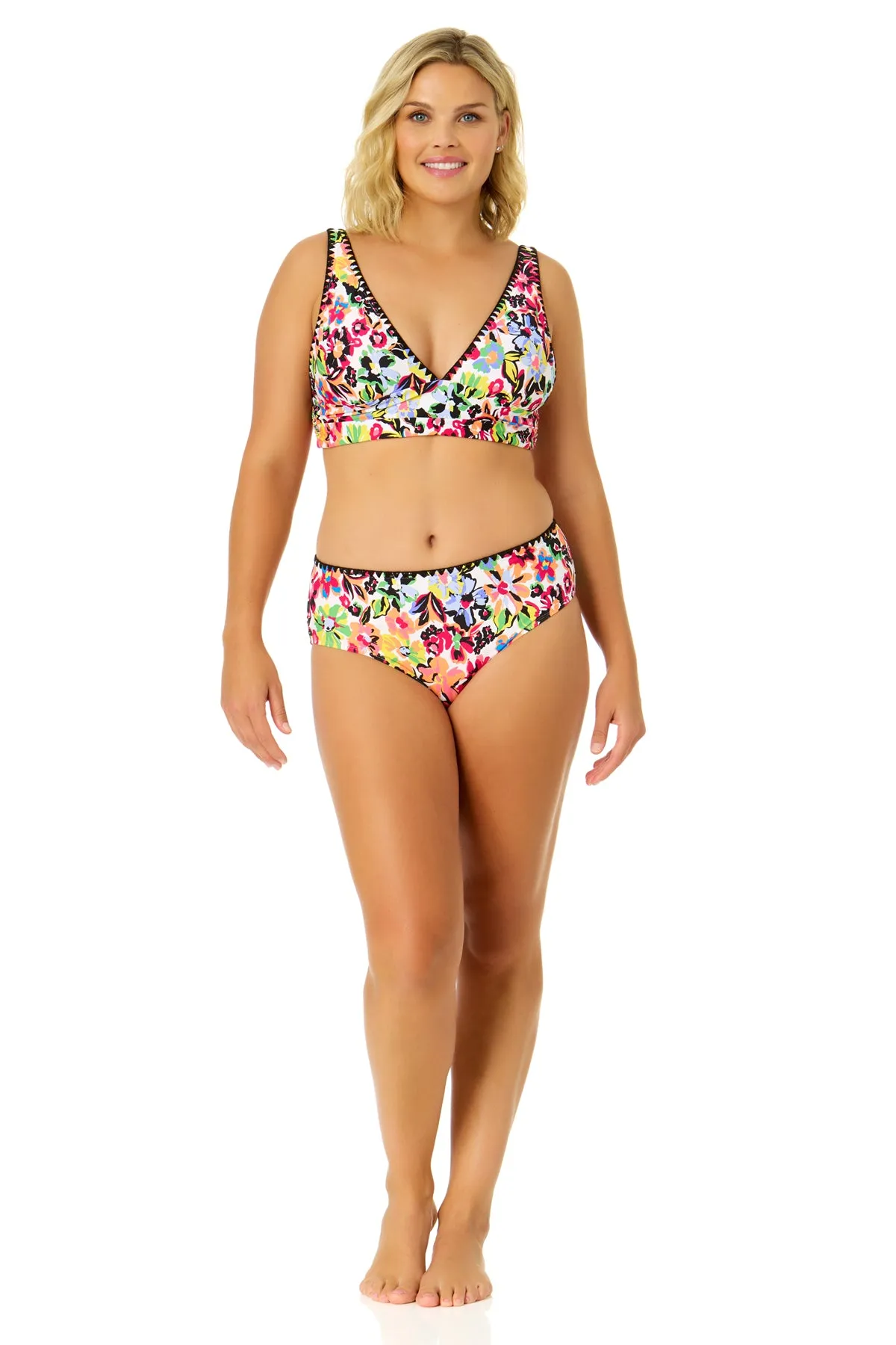 Women's Sun Blossom Soft Band Shirred Bralette Bikini Top