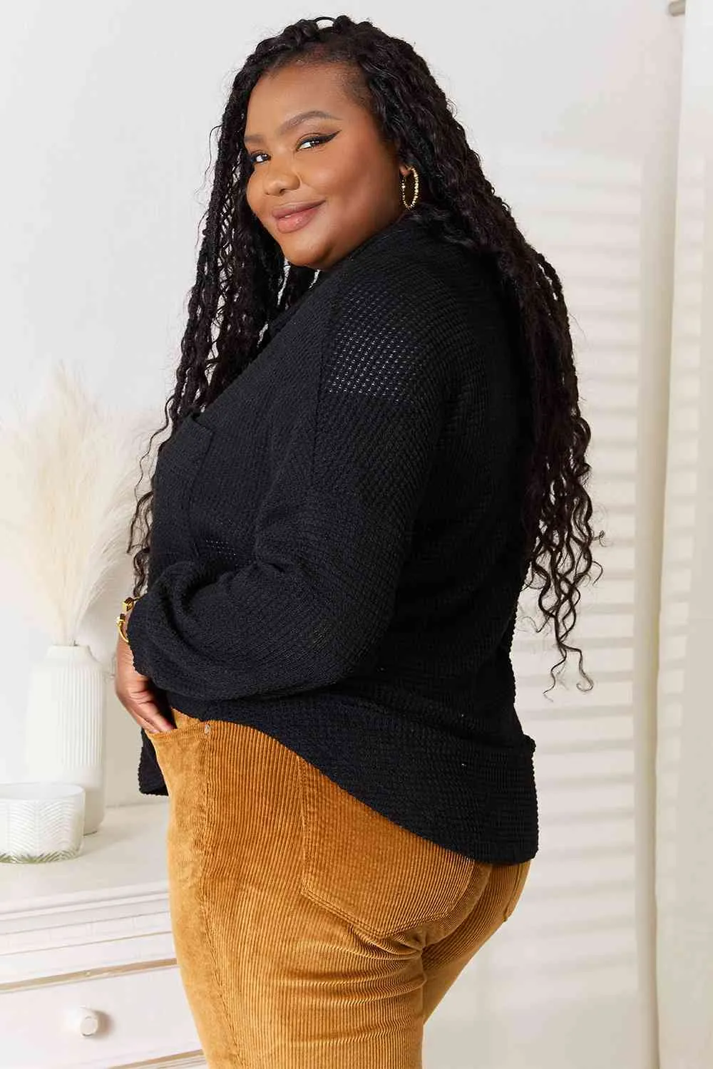 Women's Waffle-Knit Shoulder Shirt
