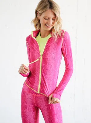 WOMEN'S ZIP RASH GUARD - IN THE PINK