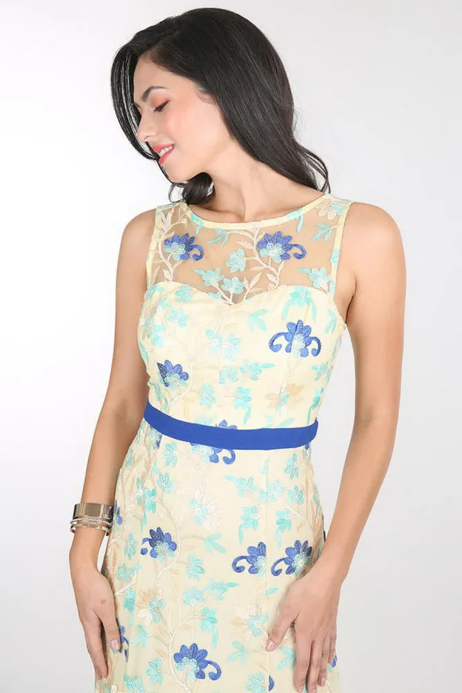 Yellow Spring Floral Embroidered Dress